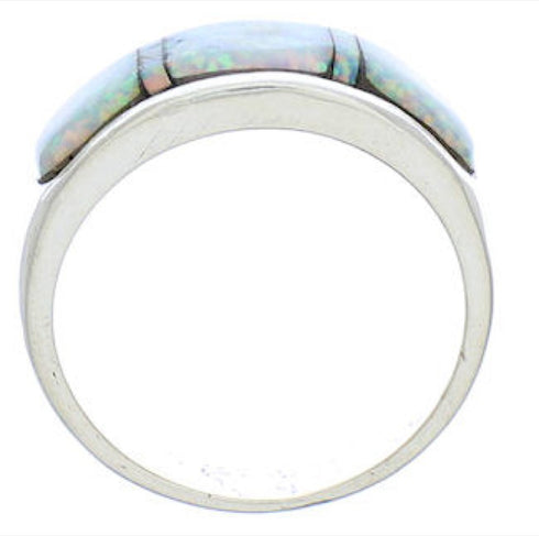 Opal Inlay Genuine Sterling Silver Ring Size 6-3/4 EX50605